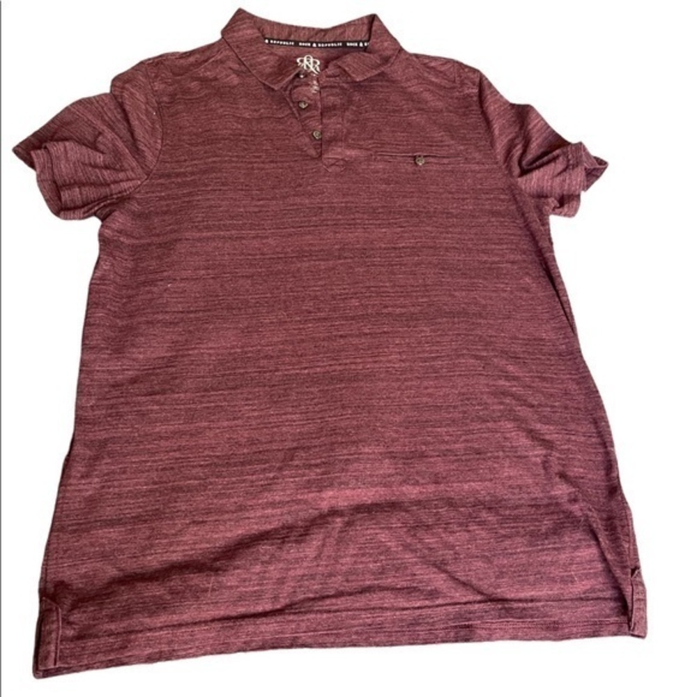 Rock & Republic Burgundy Polo S/S Top Size Large EUC #7641